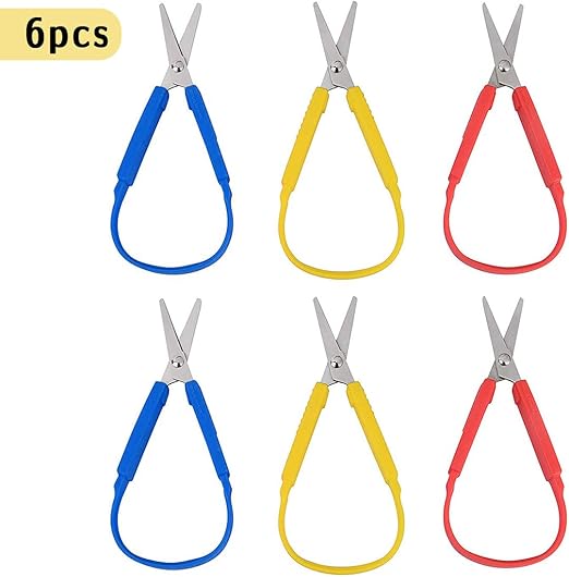 iSuperb 6 Pack Loop Scissors Grip Scissor for Kids, Teens