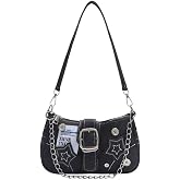 Uchyius Cute Y2k Purse, Black y2k Shoulder Bag Crossbody Purse, Y2Ks Accessories Goth Punk Style Bag for Women Girl