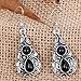 YAZILIND Vintage Black Round Teardrop Embossed Dangle Drop Hook Earrings