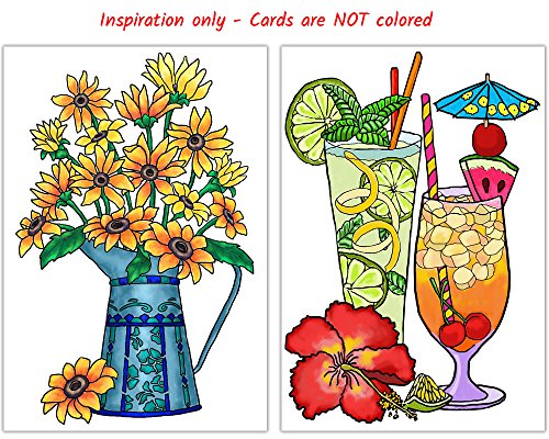 Art Eclect Adult Coloring Greeting Cards for Birthday, Anniversary and Every Occasions (10 Cards and 10 Colored Envelopes Included, Set C/Rainbow)
