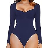 Avidlove Long Sleeve Bodysuits for Women Sexy Sweetheart Neck Going Out Outfits Double Lined Bodysuit
