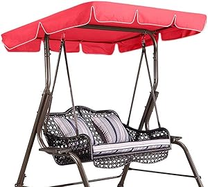 Swing Chair Seat Top Cover Waterproof Rainproof Dust Guard Protector Swing Canopy Top Cover Replacement for Outdoor Porch Patio Yard Garden Hammock(Red)