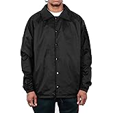 Shaka Wear Men’s Coach Jacket – Classic Windbreaker Nylon Water Resistance Relaxed Fit Snaps Blank Coat