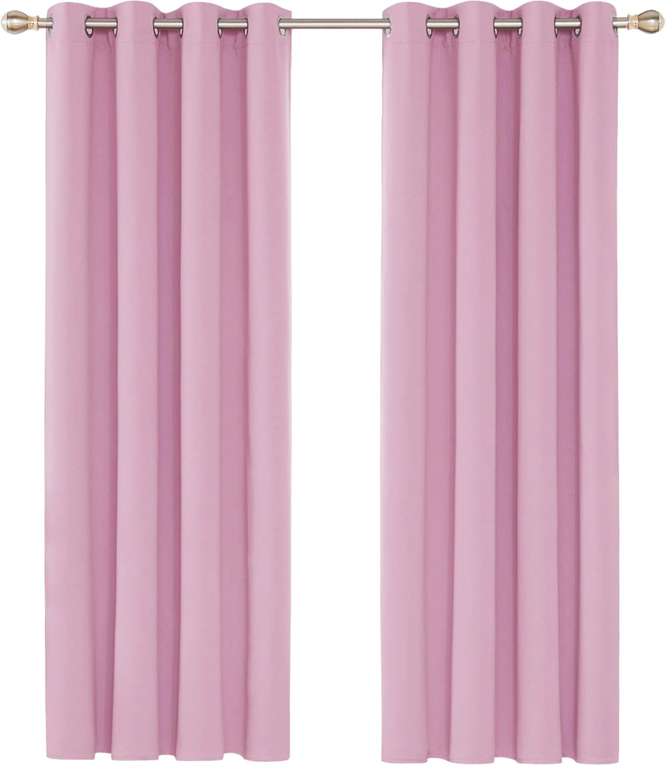 Deconovo Eyelet Curtains Energy Saving and Room Darkening Curtains Thermal Insulated Blackout Curtains for Nursery 52"x 72" Pink 1 PAIR