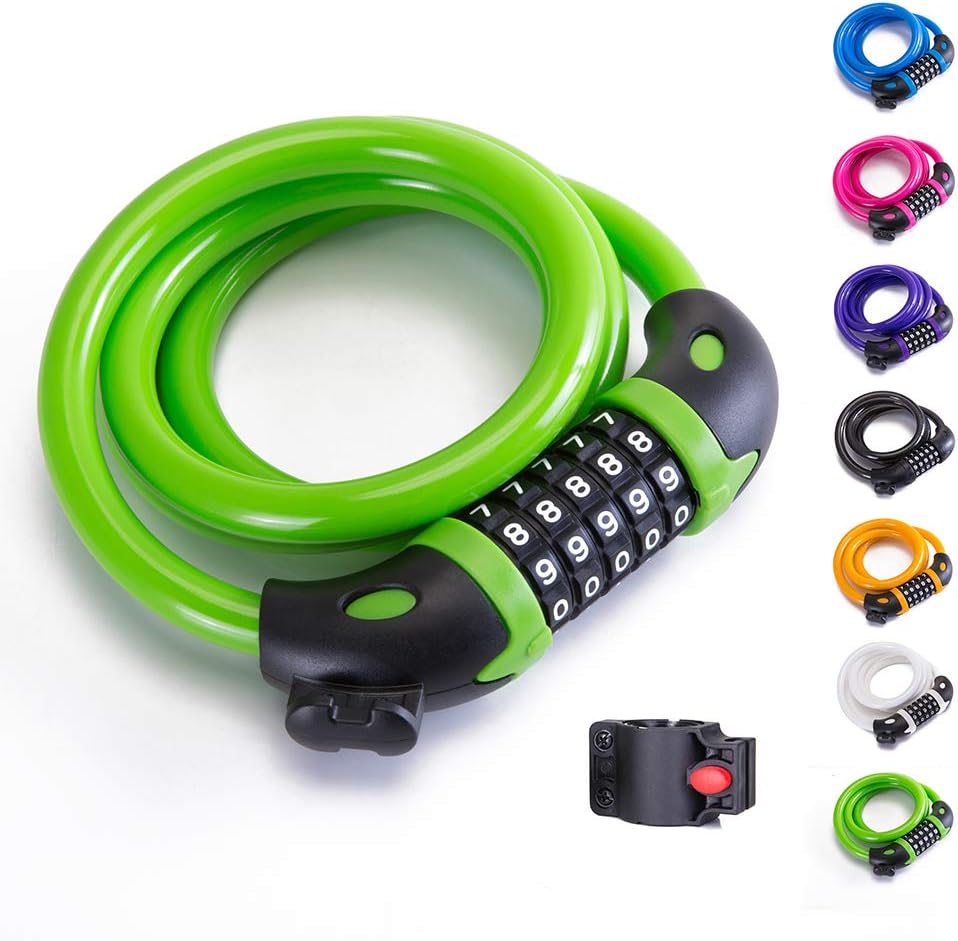 Bike Lock Bicycle Lock Chain ，5-Digit Combination Lock Core Steel Wire Bike Lock Security&Portable Bicycle Locks