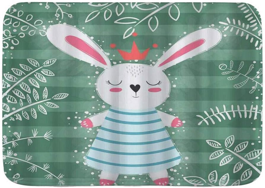 LOSUMIGE Badematte Gestreifter Hintergrund Lustiges Kaninchen, Plüsch