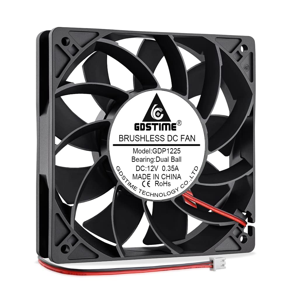 GDSTIME 120mm Fan 120mm x 25mm 12V Fan Dual Ball Bearing DC Brushless 3000 RPM Case Cooler 114 CFM Big Airflow For PSU Cabinet Server Workstation