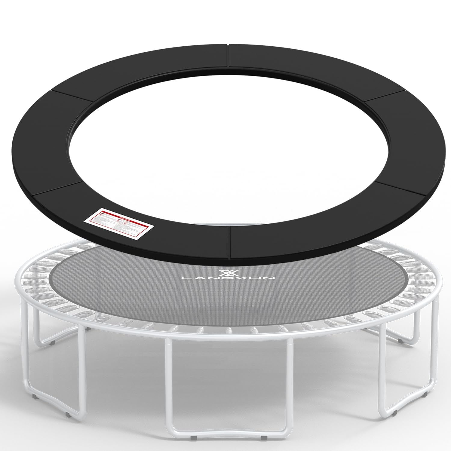Photo 1 of LANGXUN Universal Trampoline Repalcement Safety Pad, 8ft 10ft 12ft 14ft 15ft 16ft Waterproof Surround Spring Foam Cover for Round Frame (Black, 8ft)