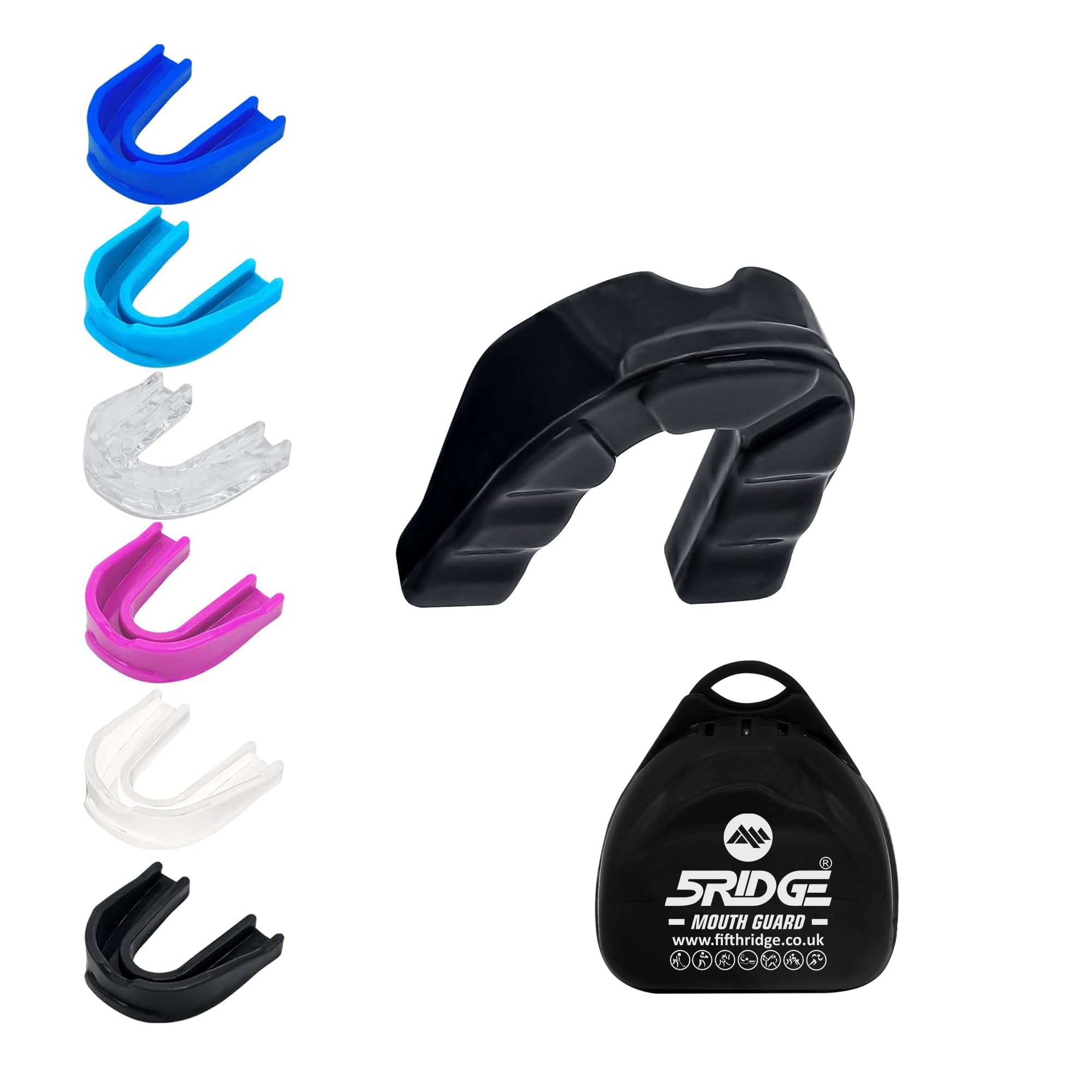 Mouth Guard - Slim Fit Sports Mouth Guard with Case - Gum Shield for Protection in Contact Sports - Durable Boxing, MMA, Judo, Karate, Rugby, Hockey, Football Mouthguard (Black, Adults 10+)