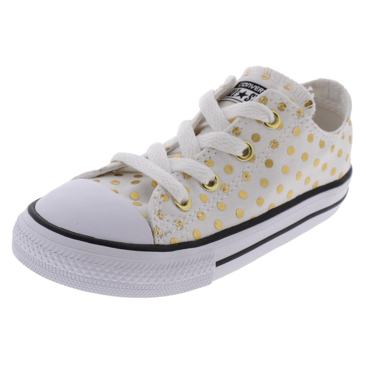 white converse with gold polka dots