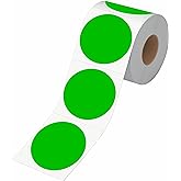 500 PCS Round Green Color Coding Circle Dots Inventory Stickers Labels with Perforation Line in Roll (3" in Diameter)