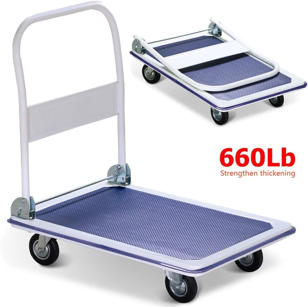 Ant Baby 660lbs Strengthen Plate Trailer Folding Platform Hand Truck Collapsible Moving Warehouse Dolly Cart