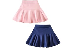 DREAM BUS 2 Pack Girl Pleated Skirts Built in Shorts Little Kid Tennis Skorts Toddler Girl Athletic Flowy Skorts Skirts
