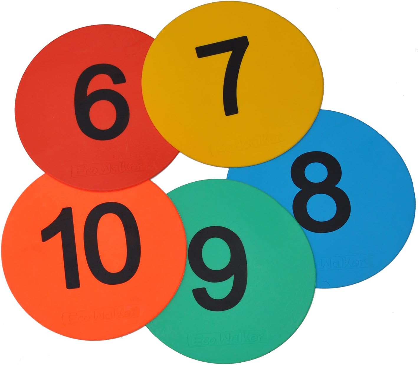 Eco Walker 20cm (8inch) Numbered Spot Markers Indoor Outdoor Floor Flat Disc Cones