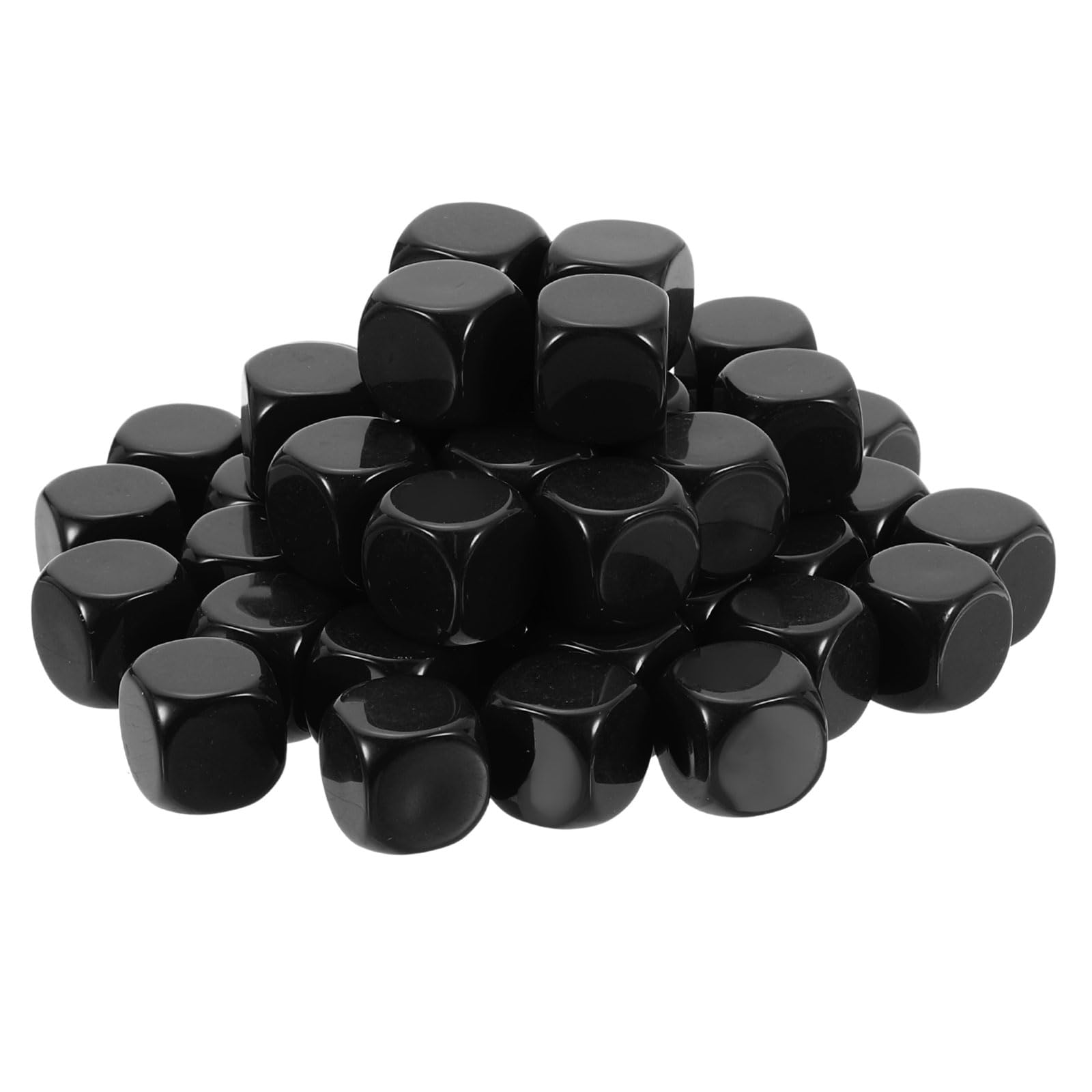 sourcing map 50Pcs Rounded Blank Six Sided Dice 16mm/0.6inch Acrylic Dice Cube with Smoothed Surface for Party Board Game DIY Craft Counting Teaching, Black — image 1