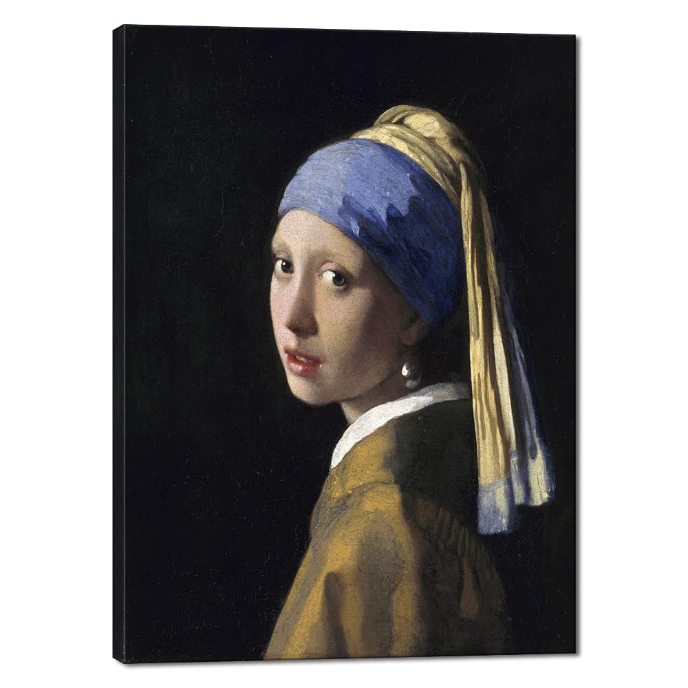 Wieco Art the Girl with a Pearl Earring by Jan Vermeer Oil Paintings Reproduction Canvas Print HD Prints Artwork for Home & office Decoration