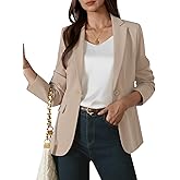 Kelyaa Womens One Button Blazer Casual Open Front Long Sleeve Suit Jackets Business Work Office Blazers