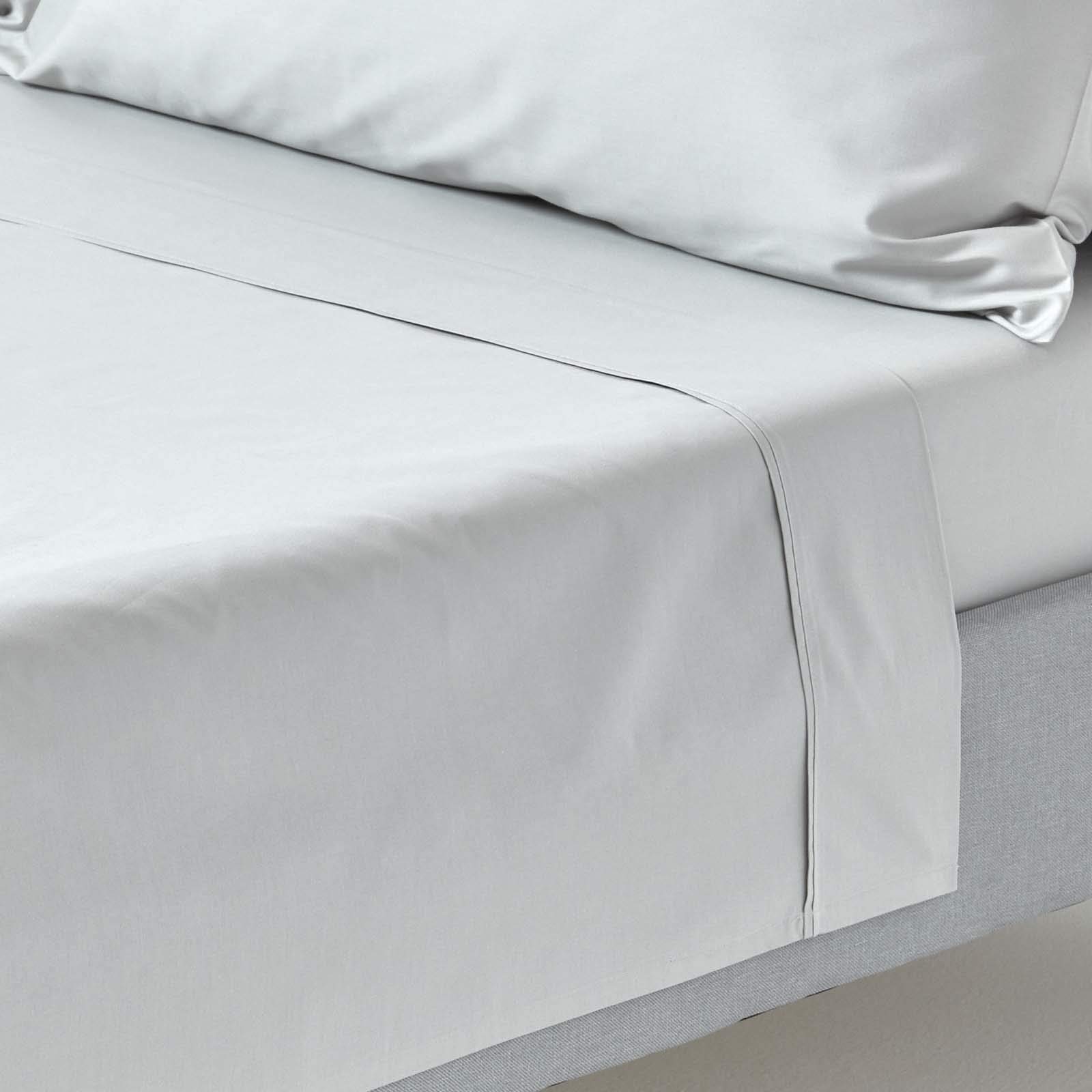 HOMESCAPES Silver Grey Pure Egyptian Cotton Flat Sheet Super King 200 TC 400 Thread Count Equivalent Bed Sheet