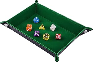 SIQUK Double Sided Dice Tray Folding Rectangle PU Leather and Dark Green Velvet Dice Holder
