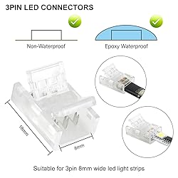 RGBZONE 10Pcs 3 Pin 8mm LED Strip Connectors