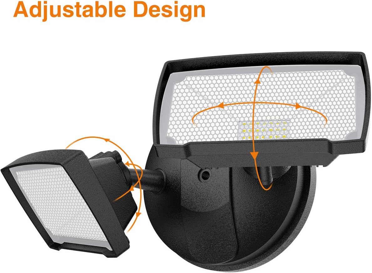 LEPOWER 3000LM LED Flood Light Outdoor, Switch Controlled LED Security Light, 28W Superior Brightness Exterior Lights with 2 Adjustable Heads, 5500K, IP65 Waterproof for Garage, Yard, Patio - - 