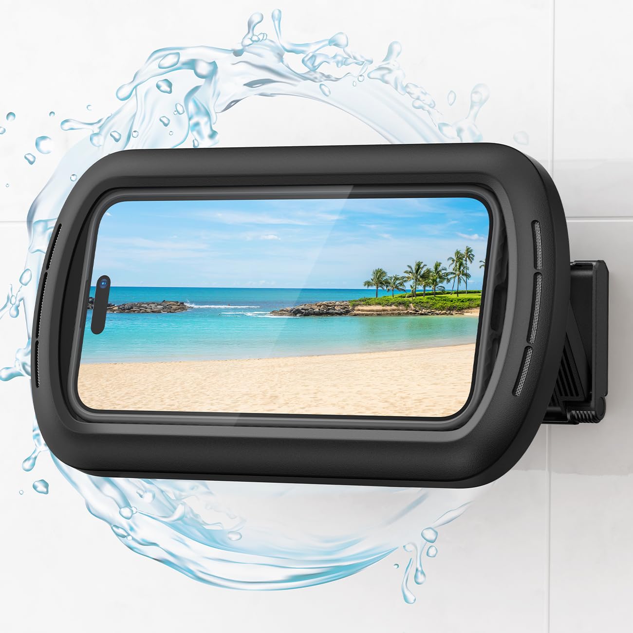 Photo 1 of Lamicall Shower Phone Case Holder Waterproof - Clear Sound with Speaker Hole, Shower Bathroom Bathtub Accessories, IPX6 Waterproof Wall Mount for iPhone 16 Pro Max, S25 Ultra, 4-7" Big Phones