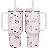 40 OZ Flamingo Tumbler with Handle.Flamingo Lover Gifts.Unique Birthday Christmas Gifts for Flamingo Lover.Personalized 40 OZ flamingo Tumbler Gifts for Women Men.
