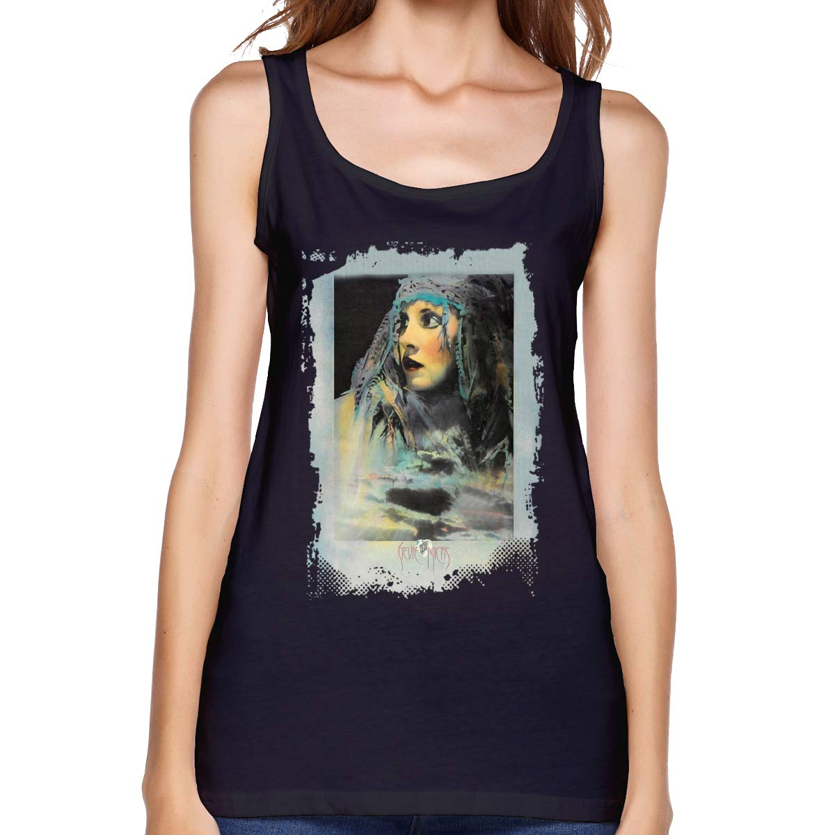 Nanabang Stevie Nicks S Sleeveless Round Neck Summer Workout Tank Tops Vintage Black Shirt