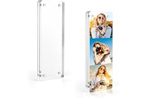 Vowcarol Photo Booth Frame 2x6 Picture Frame, Clear Acrylic Frame, Strong Magnetic 2x6 Acrylic Picture Frames, Free Standing Desktop Display- 1 Pack