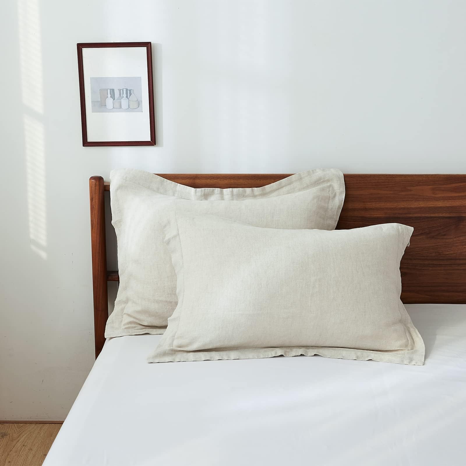 Photo 1 of Simple&Opulence 100% Linen Pillow Case Queen Size Set of 2, Linen Pillow Covers with Overlap Closure, Luxury Breathable Pillowcases Protectors Suitable for All-Season (20" X 26", Linen)