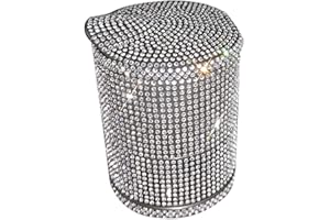 SURAKEY Bling Crystal Car Ashtray Cigarettes with White Rhinestones Auto Vehicle Air Vent Ash Holder Container for Women Car Trash Can with Blue LED Light — Size:9cmx6.5cmx6.5cm