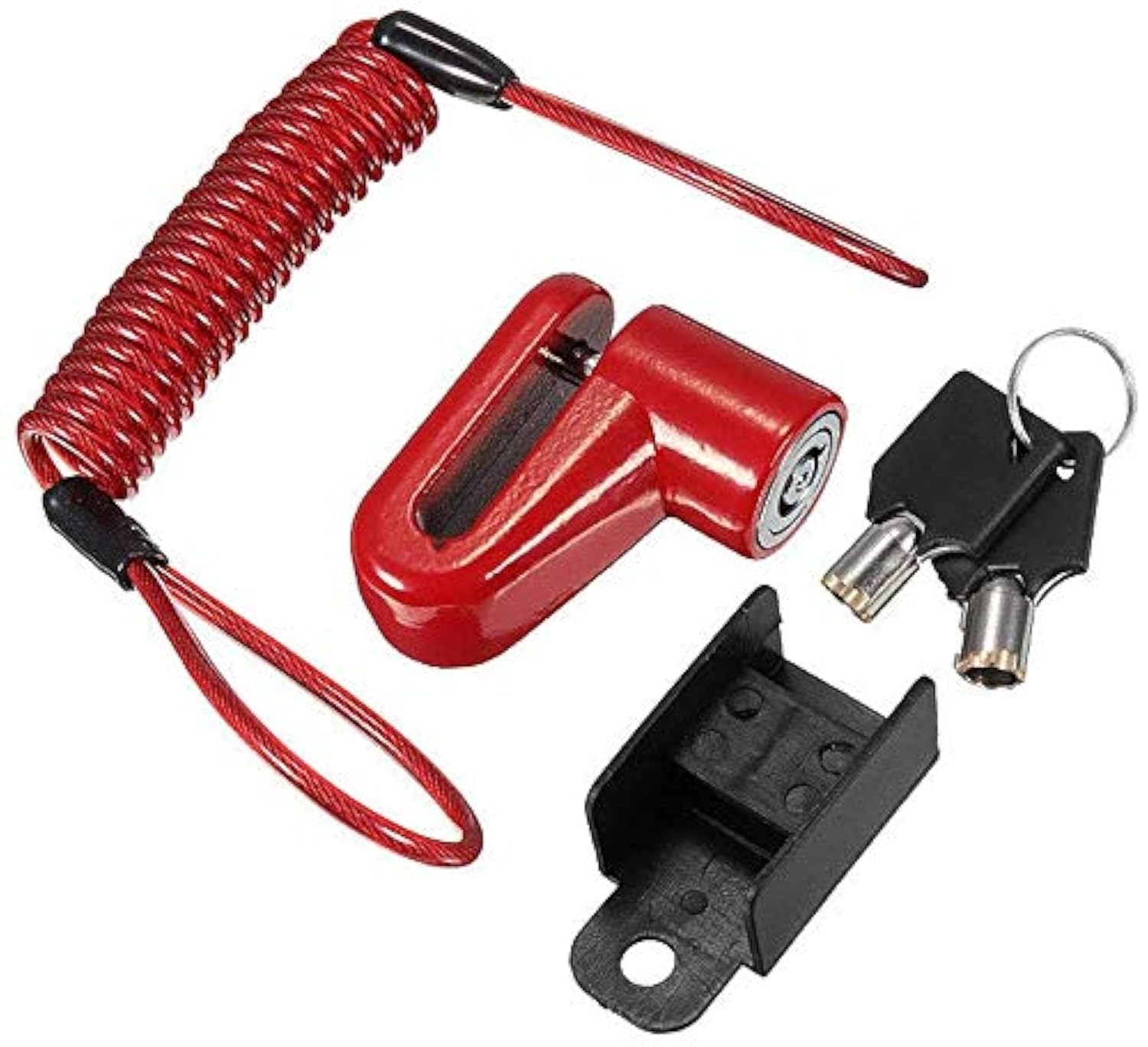 DollaTek Anti-Theft Disc Brakes Lock with Steel Wire for Mini Xiaomi Mijia M365 Ninebot Electric Smart Scooter Skateboard Wheels Lock Theft-Proof (Red)