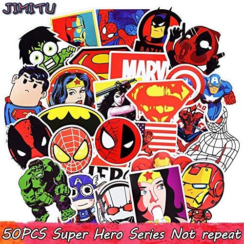 ONION STICKER 50 PCS Mixed Super Hero Stickers Funny Anime Kids Toy Sticker for DIY Luggage Laptop Skateboard Motorcycle Bicycle Guitar Fridge (AS The Picture)