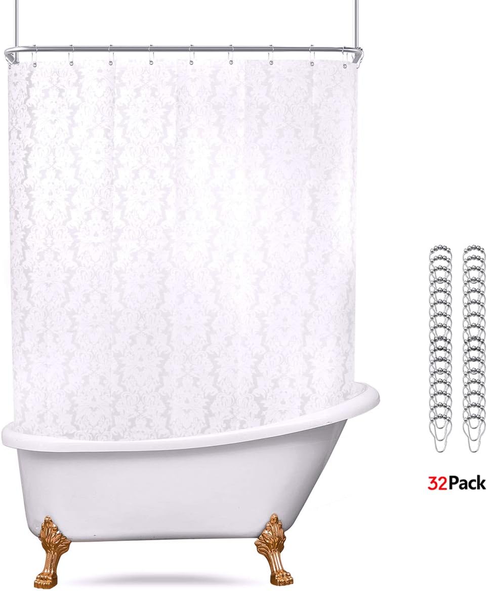 Amazon Com Riyidecor White Floral Damask All Around Shower