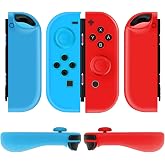 TNP Joy-Con Silicone Covers for Nintendo Switch and OLED, Neon Blue + Red | Matching Thumb Grip Caps Included; Soft Anti-Slip Silicone Improves Grip, with Precise Cutouts for Buttons and Triggers