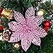 Turelifes Pack of 12 Glitter Artificial Poinsettia Flowers Christmas Tree Ornaments 5.9''(15cm) Diameter (Pink)