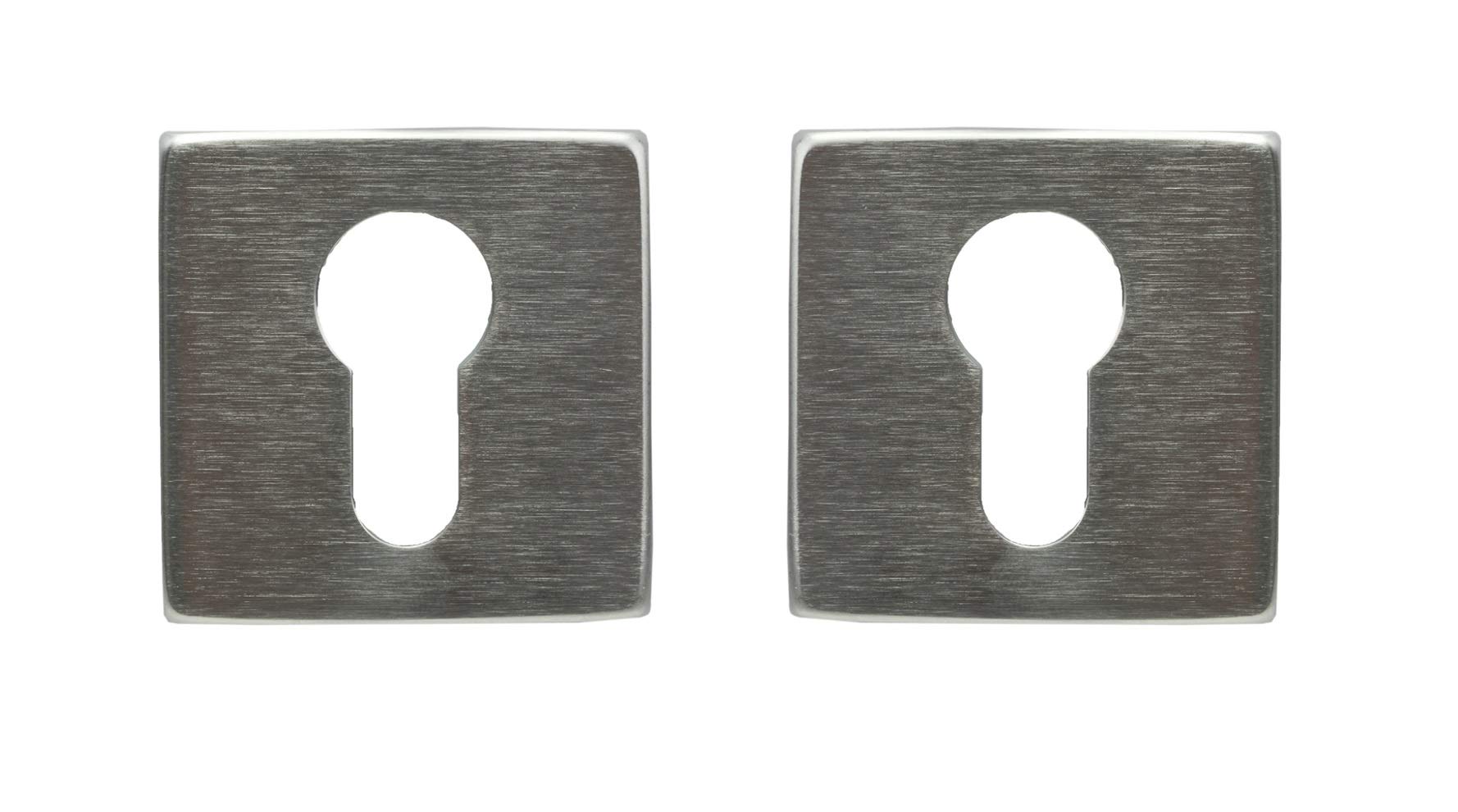 Bricard Pure 8005051 Pair of Epure Functional Rosettes for Entrance Door, Cylinder, European Profile, Chrome-Plated