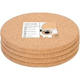 KITLAB Cork Trivets for Hot Dishes, Hot Pots and Pans, 8 Inch 4 Pcs | High Density Thick Cork Trivet, Heat Resistant, Large Coaster for Kitchen, Kitchen Essentials, Hot Pads for Countertop