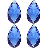 PATIKIL K9 Crystal Pendants Teardrop Beads, 4 Pack 50mm Chandelier Prisms Parts Hanging Beads DIY Lamp for Arts Crafts Decoration, Dark Blue