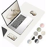 ZTIONHD Leather Desk Pad Protector 31.5×15.7 inch Non-Slip Large Gaming Mouse Pad Waterproof Desk Writing Pad Desk Blotter Laptop and Keyboard Mat for Office and Home(White/Black)
