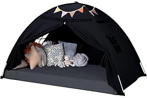 Sumbababy Ciel de lit double : lumières et drapeaux, lit de sol intérieur, tente de jeu pour enfants, rideaux superposés port