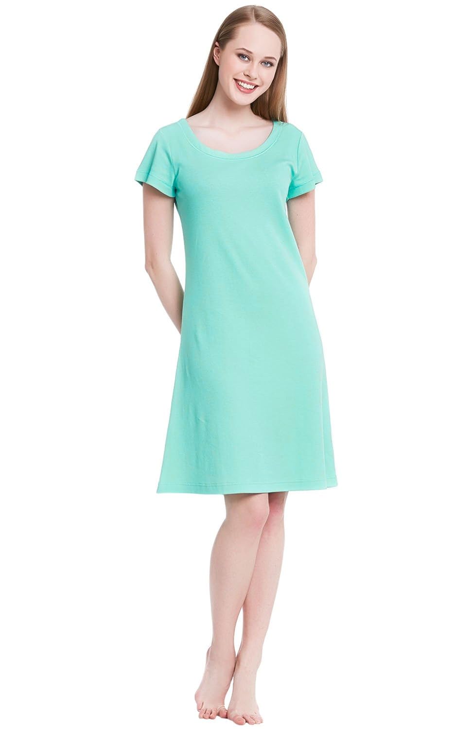 Buy Alexander Del Rossa Womens Cotton Knit Nightgown, Short Sleeve