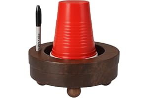 EXIMIOUS INDIA Wooden Party Cup Holder with Marker Holder, Disposable Cup Dispenser for Kitchen Bathroom- Paper Cup Drink up Organiser Rustic Finish 6" x 6" x 3" Inches
