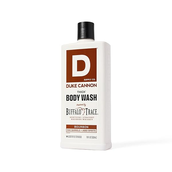 DUKE CANNON SUPPLY CO. THICK HIGH VISCOSITY BODY WASH – 3X THICKER, PLANT-BASED, MINERAL-ENRICHED BODY WASH FOR MEN – BIG AMERICAN BOURBON – MENS BODY SCRUB – BOURBON (18 OZ)