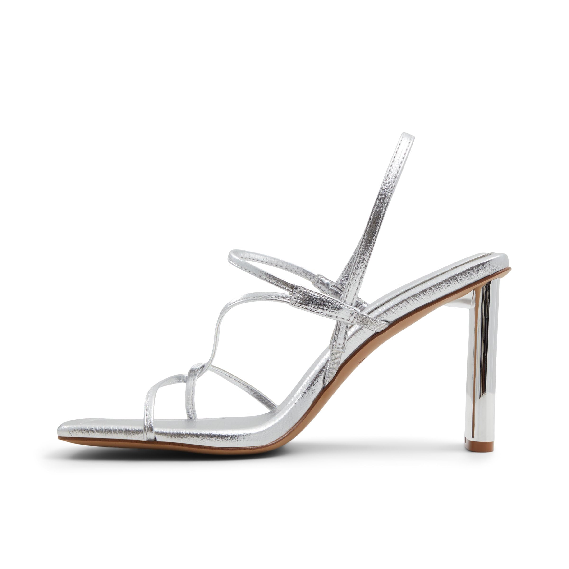 ALDO Women’s Meagan Heeled Sandal, Silver, 6.5