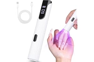 ANYINS Handheld UV Light for Gel Nails, White Mini UV Light for Nails Cordless Nail Lamp Rechargeable with Led Display Lamp for Rhinestone Glue Decoration DIY at Home