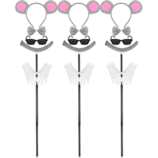 Set De Disfraz De Ratón: Diadema Con Orejas, Cola Y Lazo, Ideal Para Cosplay Y Fiestas De Animales