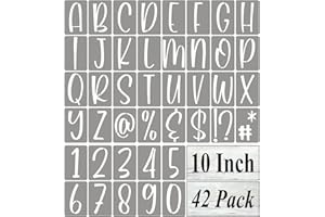 REOLAN 10 Inch Alphabet Letter Stencils for Painting - 42 Pack Letter and Number Stencil Templates with Signs for Painting on Wood, Reusable Letters and Numbers Stencils for Chalkboard Wood Signs & Wall Art