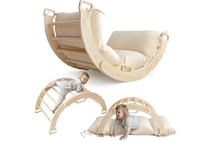 AVRSOL Arch Rocker Arch with Cushion - Wooden Climber Montessori Climbing Arch for Kids, Pillow for Arches
