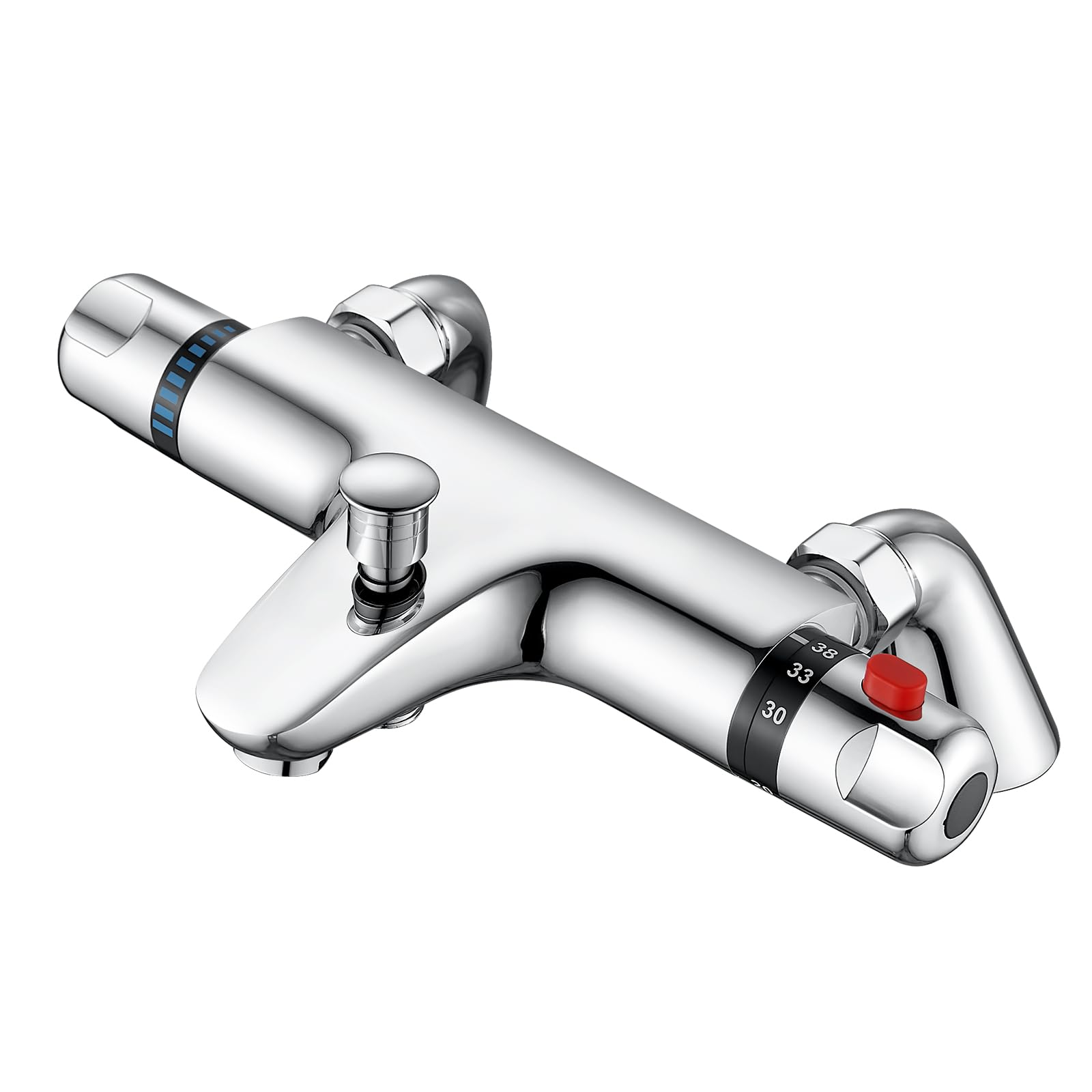 Thermostatic Bath Shower Mixer Tap, AIMOYO Deck Mounted Thermostatic Bath Tub Taps, Solid Brass Thermostatic Bathtub Shower Mixer Bar Valve, Thermostatic Bath Mixer Taps with Shower, 180mm